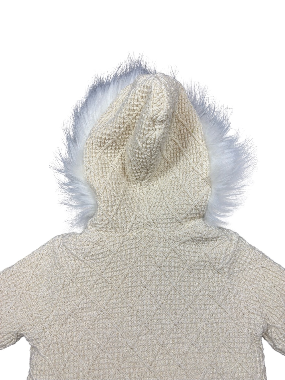 Max Studio Baby Ivory Faux Fur Hooded Sweater Coat 3-6M - Picture 9 of 9